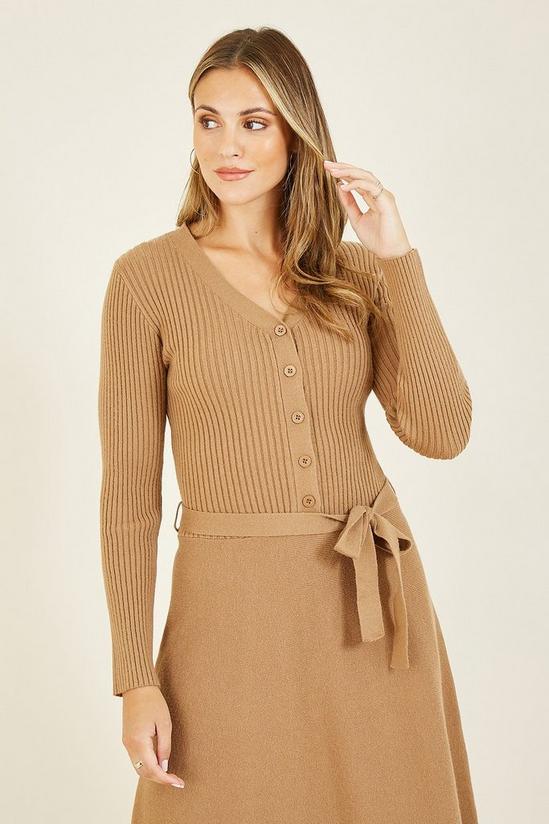 Yumi Brown Knitted Skater 'Anise' Dress 2