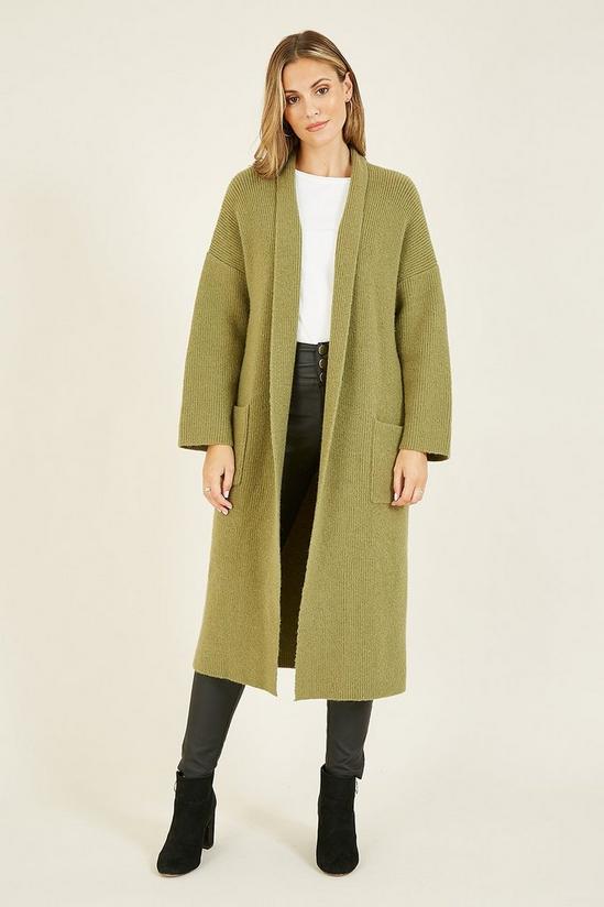 Yumi Green Knitted 'Valoy' Maxi Cardigan With Pockets 1