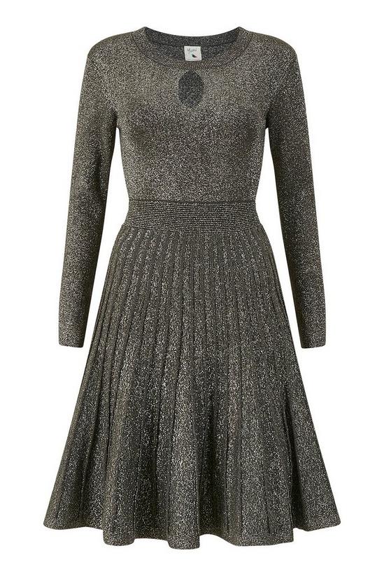 Yumi Grey Metalic Knitted Skater Dress 4