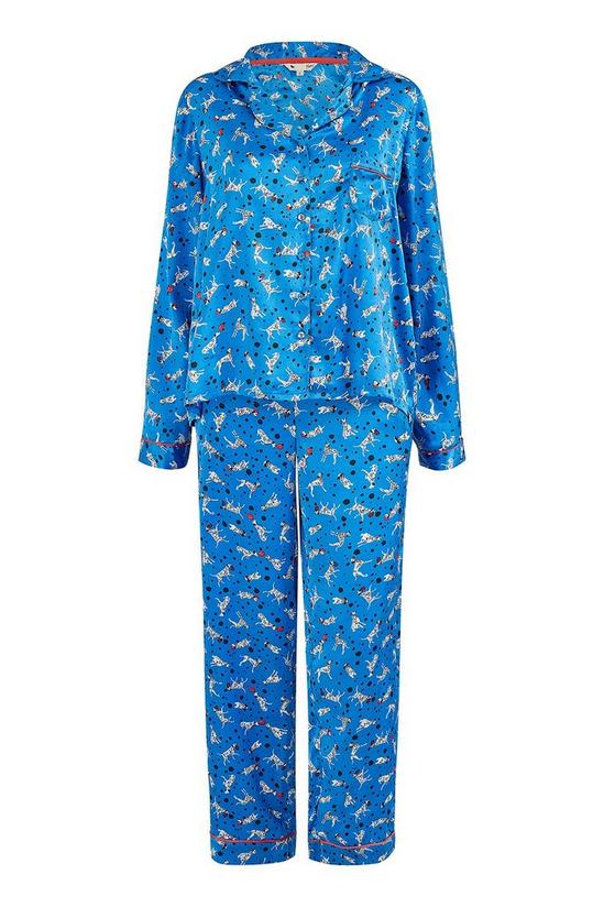 Yumi Curve Blue Dalmatian Dog Satin 'Florida' Curve Pyjamas 4