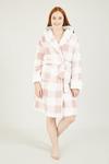 Yumi Pink Checked Super Soft 'Taya' Dressing Gown thumbnail 1