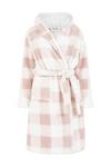 Yumi Pink Checked Super Soft 'Taya' Dressing Gown thumbnail 4