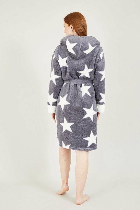 Yumi Grey Star Snuggly Super Soft 'Inis' Dressing Gown 3
