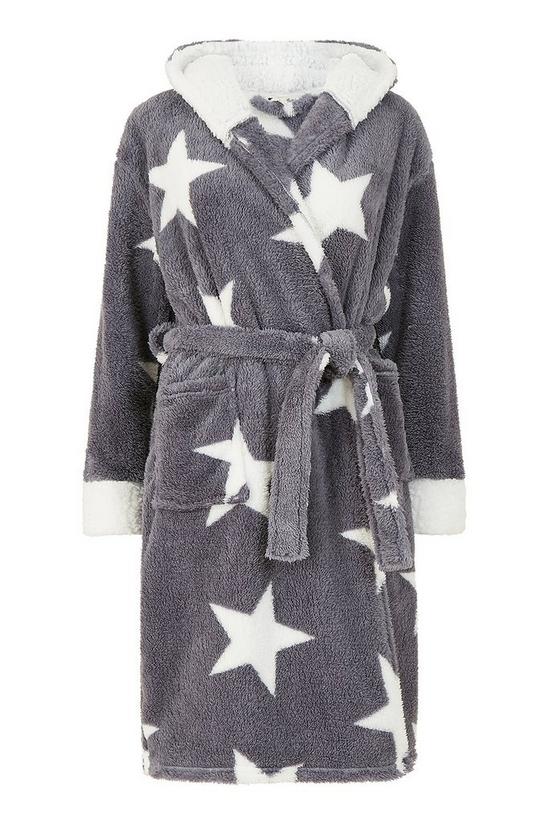 Yumi Grey Star Snuggly Super Soft 'Inis' Dressing Gown 4