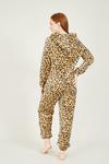 Yumi Brown Fleece 'Hibba' Leopard Print Onesie with Pockets thumbnail 2