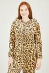 Yumi Brown Fleece 'Hibba' Leopard Print Onesie with Pockets thumbnail 3