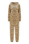 Yumi Brown Fleece 'Hibba' Leopard Print Onesie with Pockets thumbnail 4