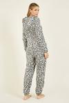 Yumi Grey Fleece 'Hibba' Snow Leopard Print Onesie with Pockets thumbnail 3