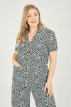 Yumi Curve Plus Size Leopard Print 'Elizza' Pyjamas With Contrast Piping thumbnail 2