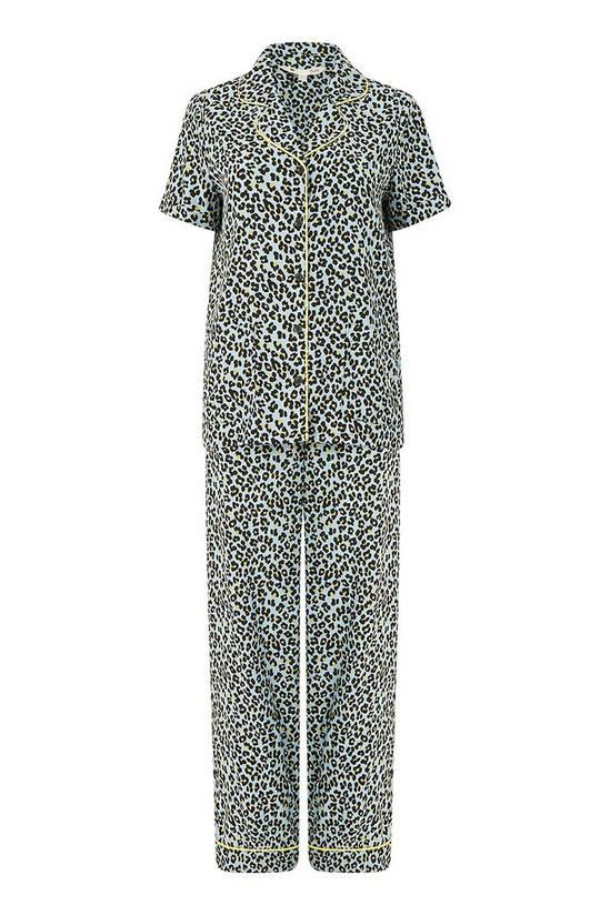 Yumi Curve Plus Size Leopard Print 'Elizza' Pyjamas With Contrast Piping 4