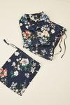 Yumi Curve Plus Size Floral Satin 'Eliane' Pyjamas in Navy thumbnail 5