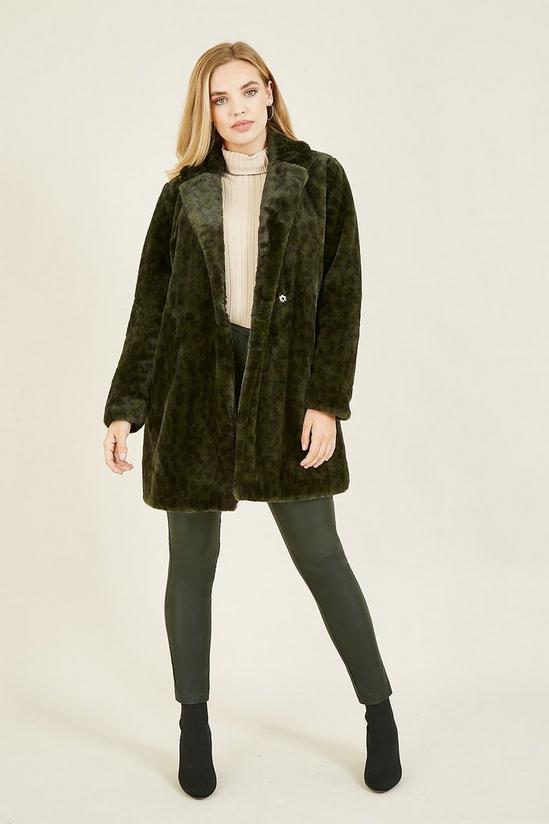 Yumi Green Lux Leopard Print 'Lola' Faux Fur Coat 1