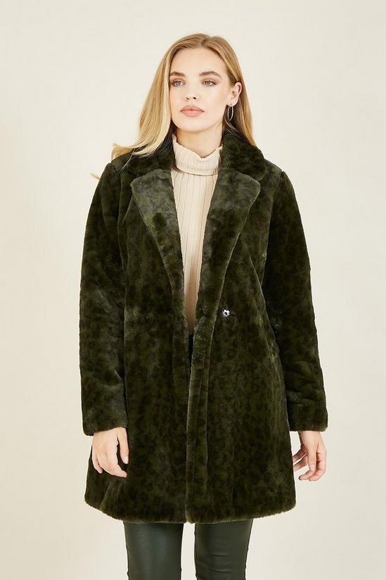 Yumi Green Lux Leopard Print 'Lola' Faux Fur Coat 2