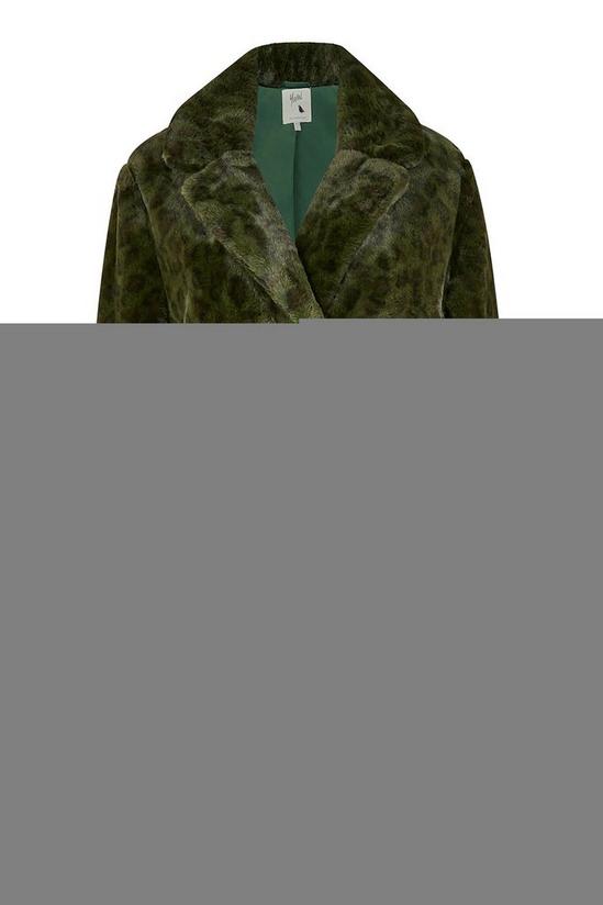 Yumi Green Lux Leopard Print 'Lola' Faux Fur Coat 4