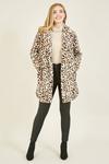 Yumi Ivory Lux Leopard Print 'Lola' Faux Fur Coat thumbnail 1
