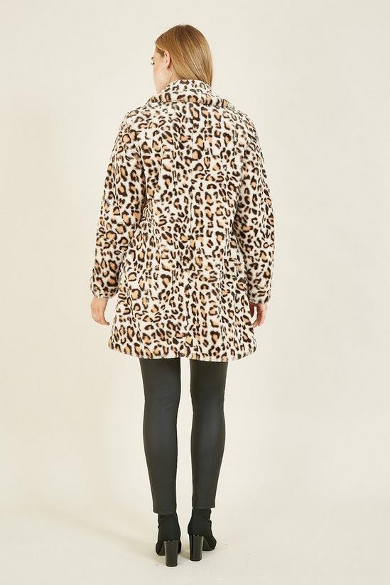 Yumi Ivory Lux Leopard Print 'Lola' Faux Fur Coat 3