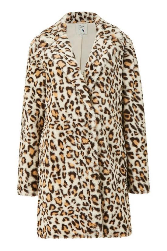 Yumi Ivory Lux Leopard Print 'Lola' Faux Fur Coat 4