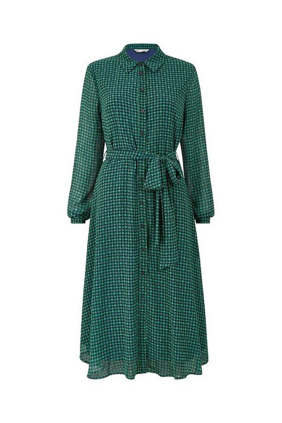 Yumi Geometric Print Long Sleeve 'Eilidh' Shirt Dress in Green 4