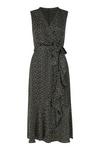 Mela Spotted Wrap Over 'Geri' Midi Dress in Black thumbnail 4