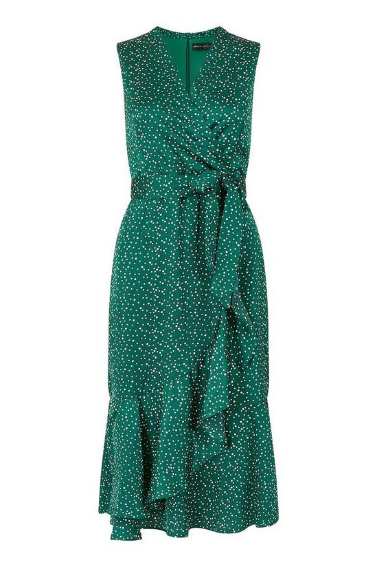 Mela Spotted Wrap Over 'Geri' Midi Dress in Green 4