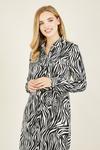 Mela Zebra Stripe Long Sleeve 'Rylea' Shirt Dress in Black thumbnail 2