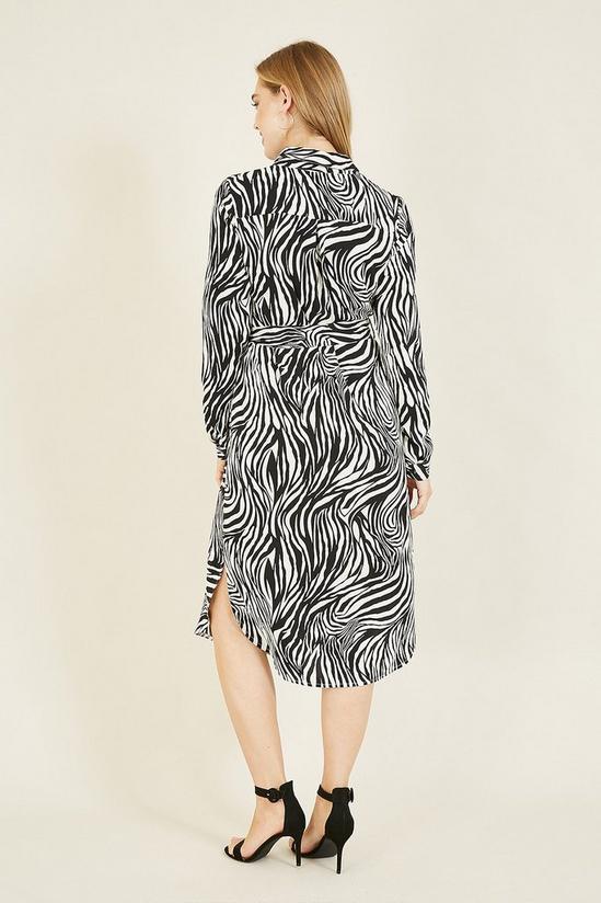 Mela Zebra Stripe Long Sleeve 'Rylea' Shirt Dress in Black 3