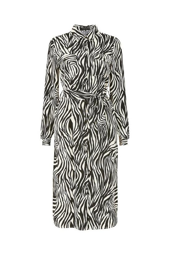 Mela Zebra Stripe Long Sleeve 'Rylea' Shirt Dress in Black 4