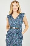 Mela Blue Paisley Jersey Belted Pocket Dress thumbnail 2