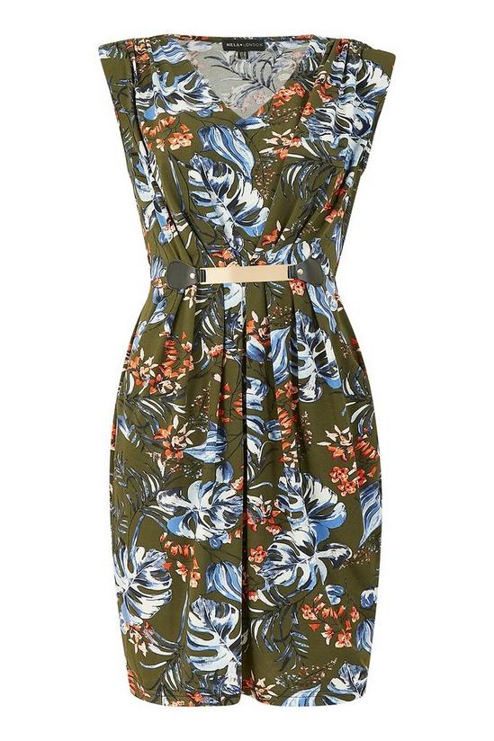 Mela Tropical Leaf Jersey Belted Pocket 'Breanna' Dress 4