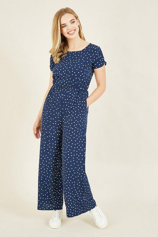 Mela Spot 'Kacie' Jumpsuit With Ruched Sleeve in Navy 1