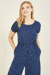 Mela Spot 'Kacie' Jumpsuit With Ruched Sleeve in Navy thumbnail 2