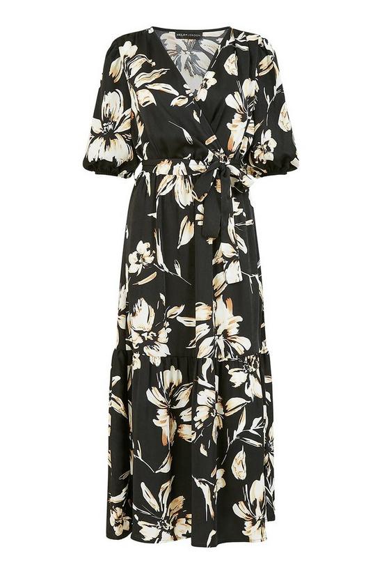 Mela Black Floral 'Ranae' Wrap Midi Dress 4