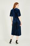Yumi Navy Velvet Midi Dress With Back Tie thumbnail 3