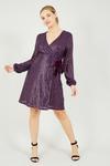 Yumi Purple Sequin Wrap Dress With Velvet Tie thumbnail 1