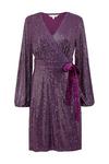 Yumi Purple Sequin Wrap Dress With Velvet Tie thumbnail 4