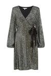 Yumi Black Sequin Wrap Dress With Velvet Tie thumbnail 4