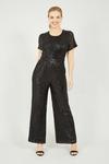 Yumi Gold Sequin Jumpsuit with Buckle Detail Belt thumbnail 1