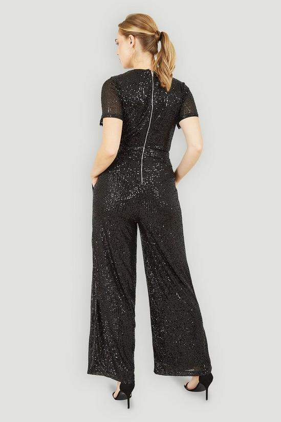 Yumi Gold Sequin Jumpsuit with Buckle Detail Belt 3
