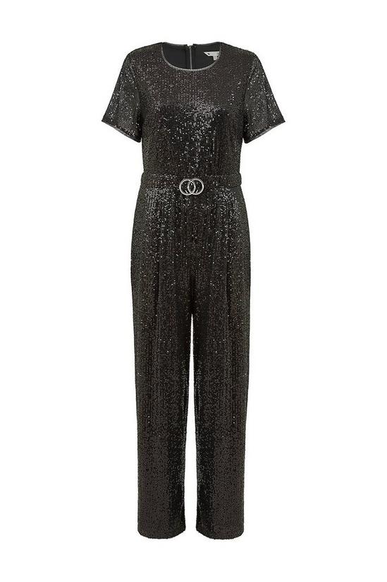 Yumi Gold Sequin Jumpsuit with Buckle Detail Belt 4