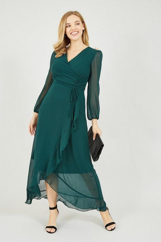Mela Green Dipped Hem 'Bessie' Wrap Effect Maxi Dress 1