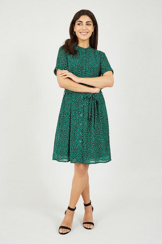 Yumi Recycled Green Animal Print Shirt Dress 1