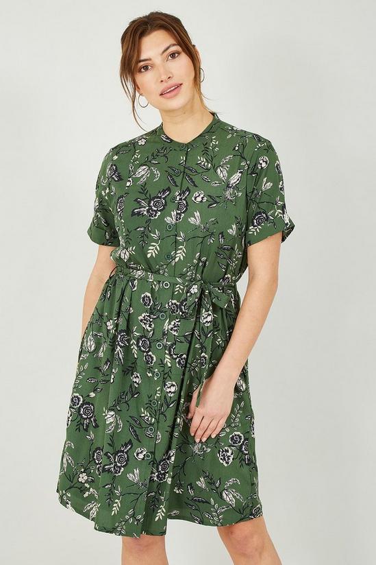 Yumi Green Recycled Bird Print Shirt Dress 1
