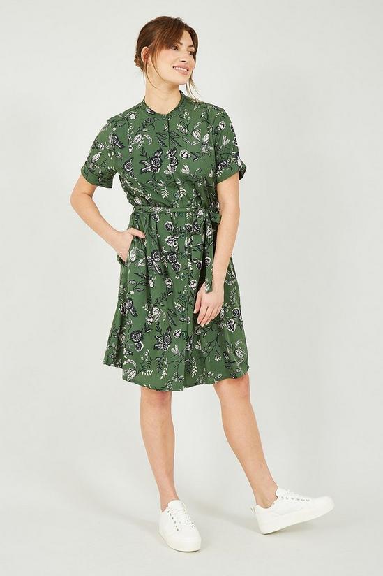 Yumi Green Recycled Bird Print Shirt Dress 2