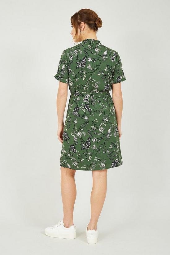 Yumi Green Recycled Bird Print Shirt Dress 3