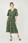 Yumi Green Recycled Bird Print Wrap Midi Dress thumbnail 1