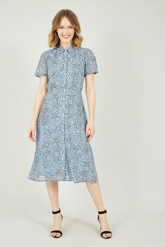Yumi Blue Recycled Heart Spot Midi Shirt Dress 1