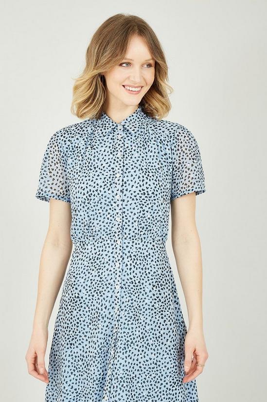 Yumi Blue Recycled Heart Spot Midi Shirt Dress 2