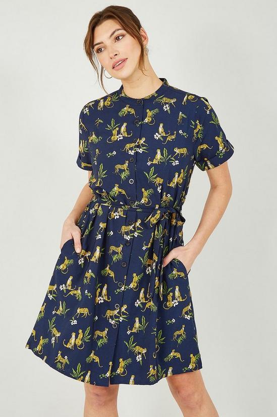Yumi Navy Recycled Cheetah Print Shirt Dress 5