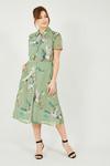Yumi Green Crane Print Midi Shirt Dress thumbnail 1