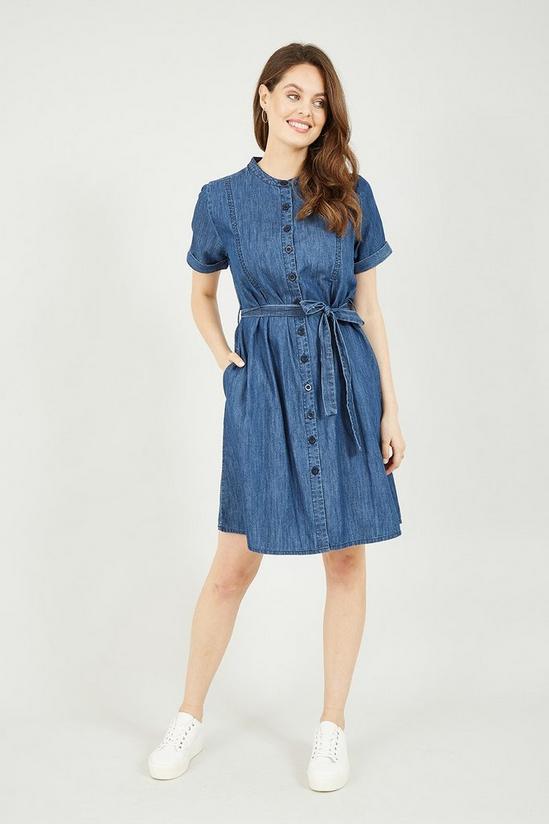 Yumi Blue Denim Chambray Shirt Dress 1